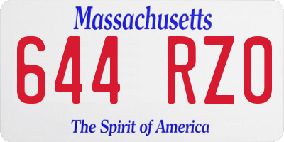 MA license plate 644RZ0