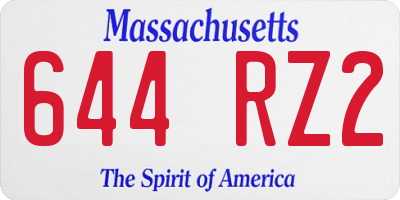 MA license plate 644RZ2
