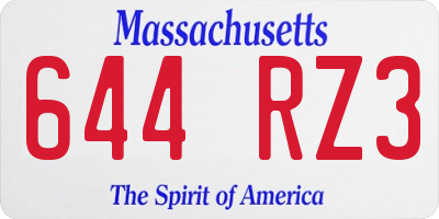MA license plate 644RZ3