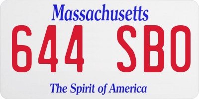MA license plate 644SB0