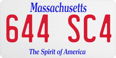 MA license plate 644SC4