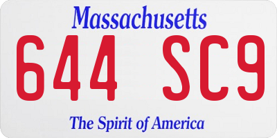 MA license plate 644SC9