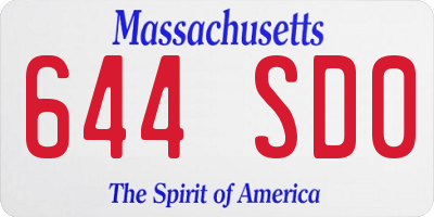 MA license plate 644SD0