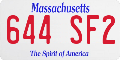 MA license plate 644SF2