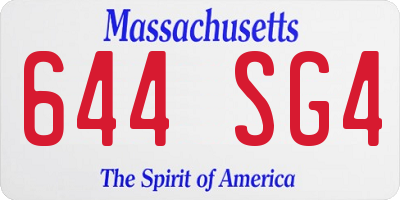 MA license plate 644SG4