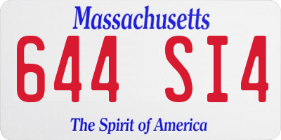 MA license plate 644SI4