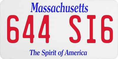 MA license plate 644SI6