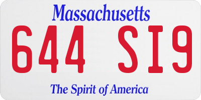 MA license plate 644SI9