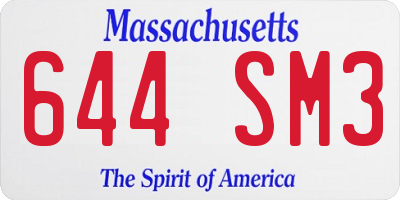 MA license plate 644SM3