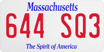 MA license plate 644SQ3
