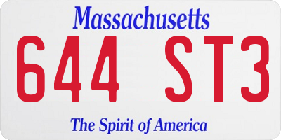 MA license plate 644ST3