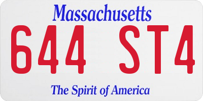 MA license plate 644ST4