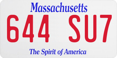 MA license plate 644SU7