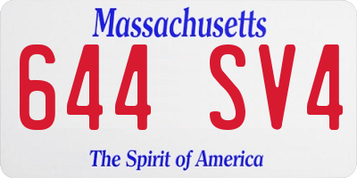 MA license plate 644SV4