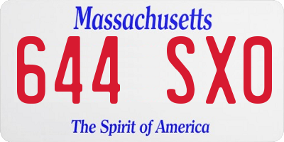 MA license plate 644SX0