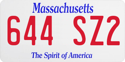 MA license plate 644SZ2