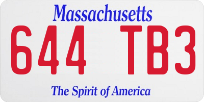 MA license plate 644TB3