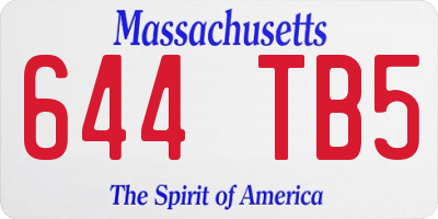 MA license plate 644TB5