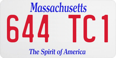 MA license plate 644TC1