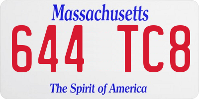 MA license plate 644TC8