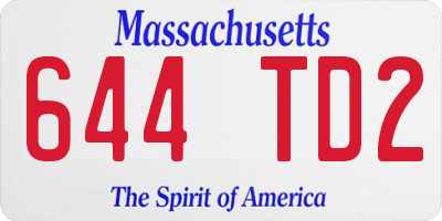 MA license plate 644TD2