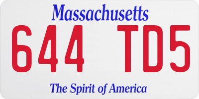 MA license plate 644TD5