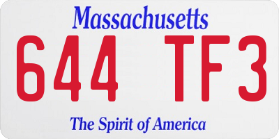 MA license plate 644TF3