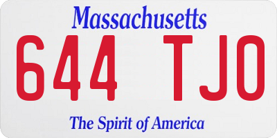 MA license plate 644TJ0