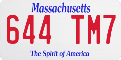 MA license plate 644TM7