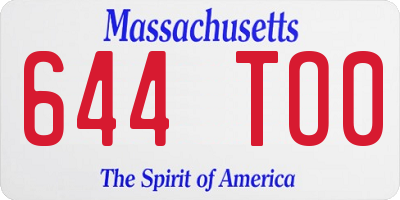 MA license plate 644TO0