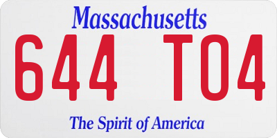 MA license plate 644TO4