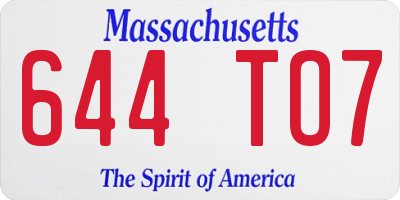 MA license plate 644TO7