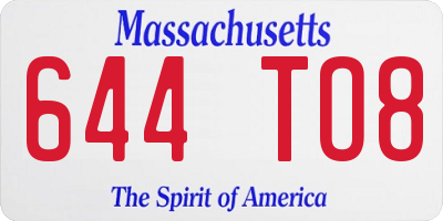 MA license plate 644TO8