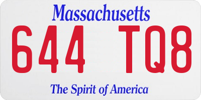 MA license plate 644TQ8