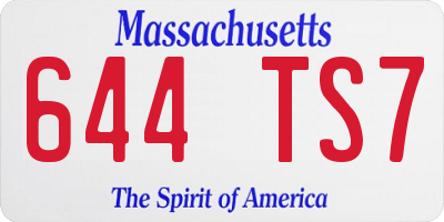 MA license plate 644TS7