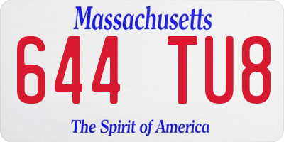 MA license plate 644TU8