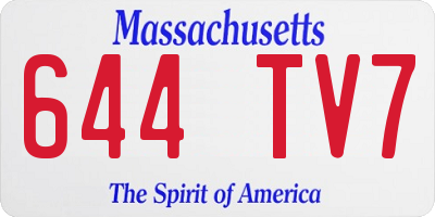 MA license plate 644TV7