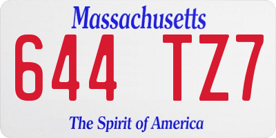MA license plate 644TZ7