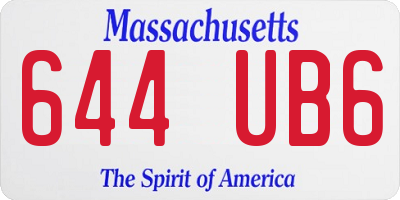 MA license plate 644UB6