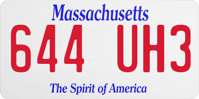 MA license plate 644UH3