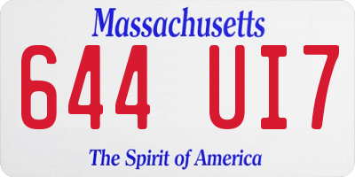MA license plate 644UI7