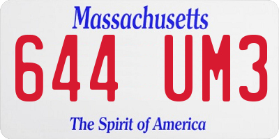 MA license plate 644UM3