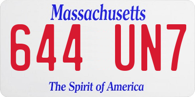 MA license plate 644UN7