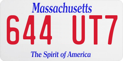 MA license plate 644UT7