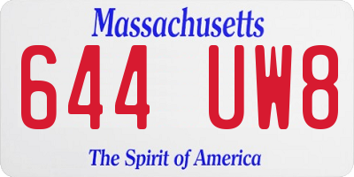 MA license plate 644UW8