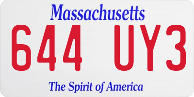 MA license plate 644UY3