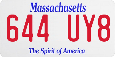 MA license plate 644UY8