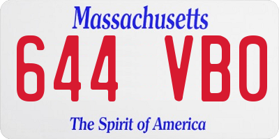 MA license plate 644VB0