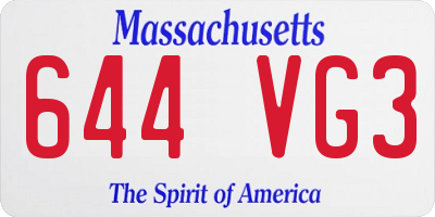 MA license plate 644VG3
