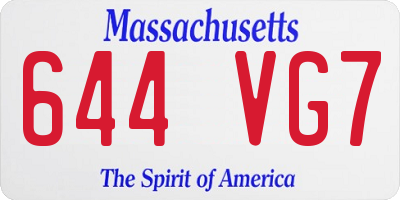 MA license plate 644VG7